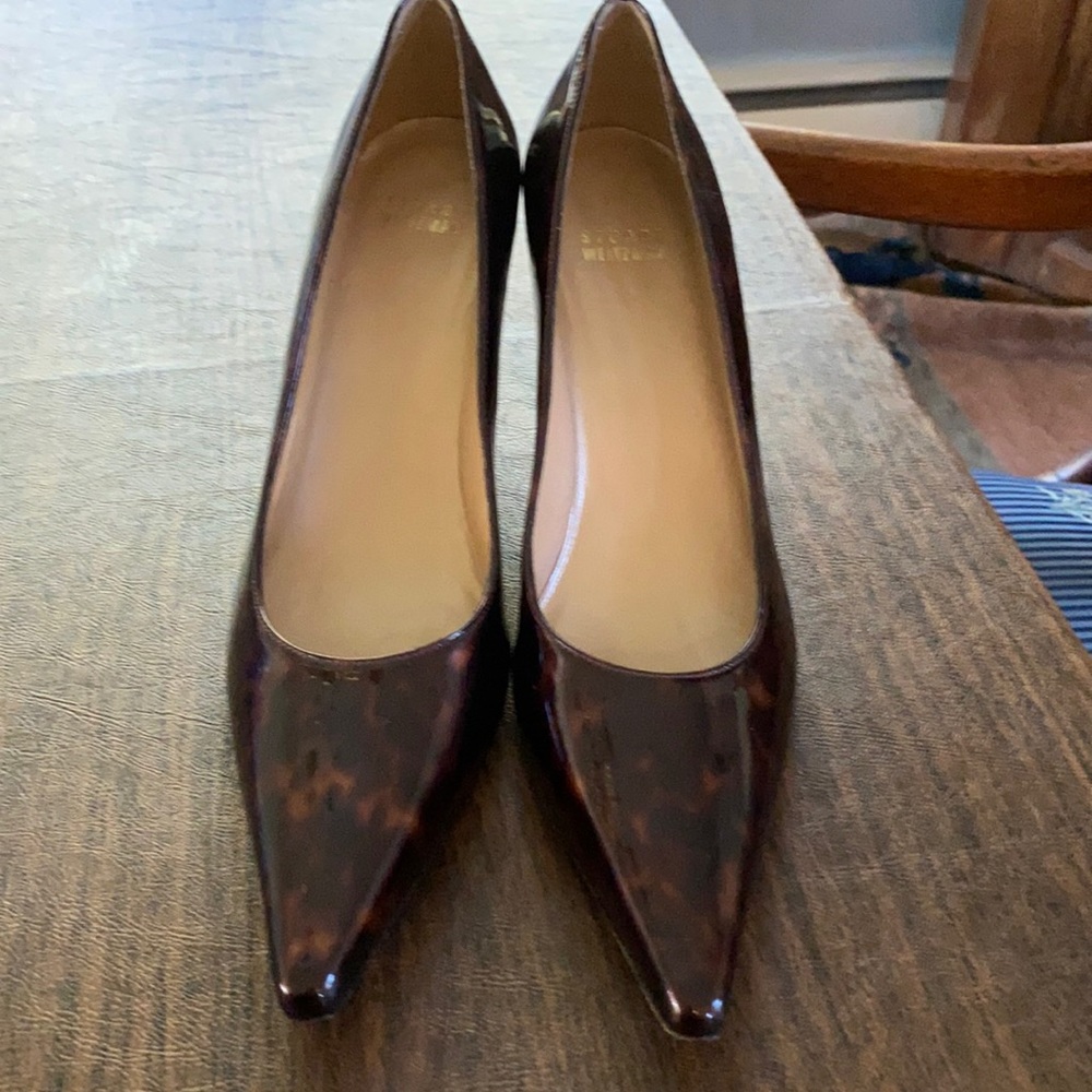 Stuart Weitzman Patent Leather Brown Tortoiseshell Heels